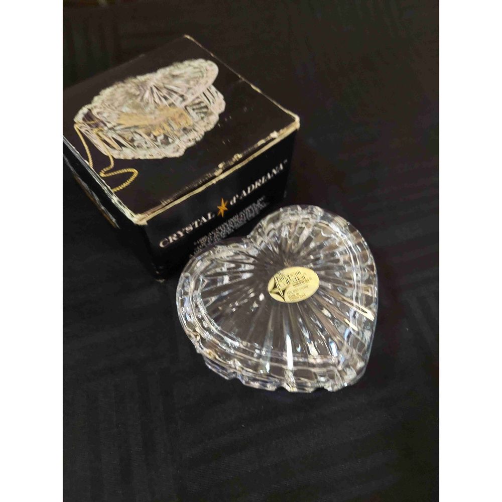 The European Collection Clear Round Faceted Design Crystal Heart Box Size 4"